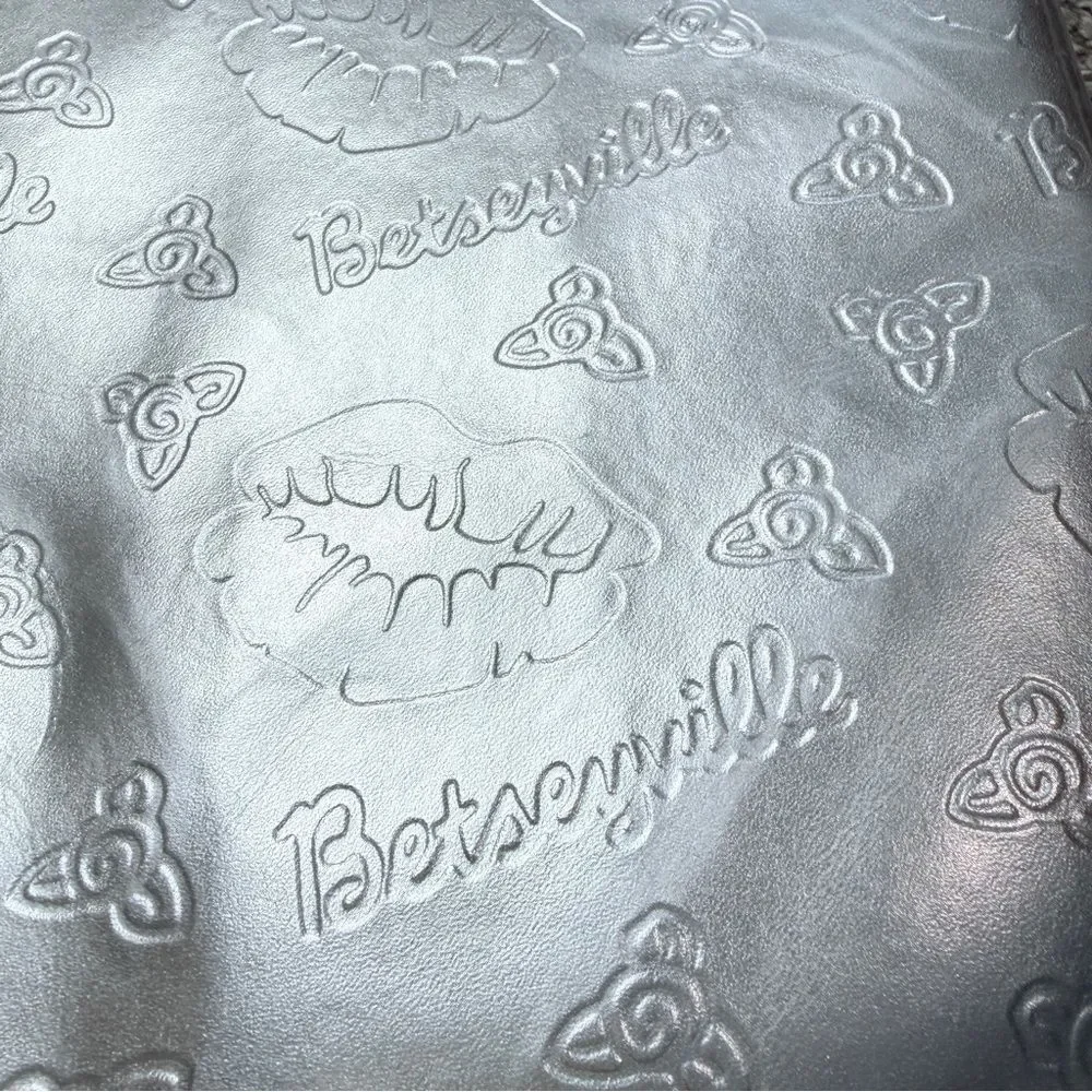 Betsey Johnson Betseyville Metallic Silver Laptop Bag